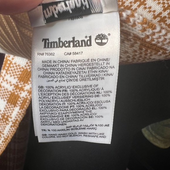 TIMBERLAND Digital Plaid Brown/Orange & White Scarf - Warm Winter Gear NWT - Picture 5 of 8